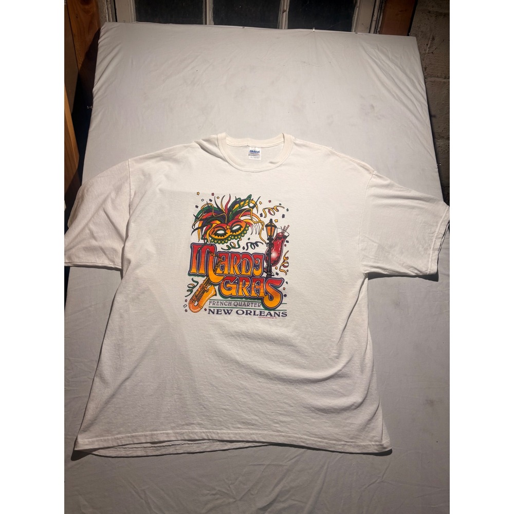 Gildan Mardi Gras New Orleans French Quarter Graphic T-Shirt White 3XL Mens